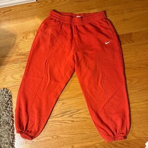 ⭐️Nike Red Track Joggers with White Swoosh